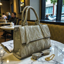 Amoraa Marble Luxe Satchel – Taupe Stone