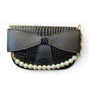Amoraa Pearl Bow Crossbody Bag – Midnight Noir
