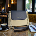 Black Beige Tweed Chain Bag