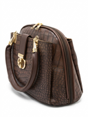 Amoraa Croc Luxe Dome Handbag – Noir Black & Brown