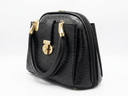 Amoraa Croc Luxe Dome Handbag – Noir Black & Brown