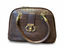 Amoraa Croc Luxe Dome Handbag – Noir Black & Brown