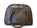 Amoraa Croc Luxe Dome Handbag – Noir Black & Brown