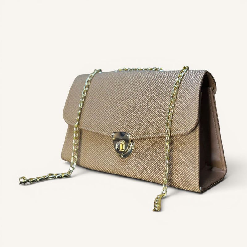 The Gold Tweed Chain Bag