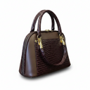 Cocoa Croc Luxe Satchel Bag Black and Brown