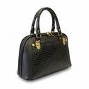 Cocoa Croc Luxe Satchel Bag Black and Brown